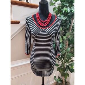 Carole Little Women Striped Rayon Scoop Neck 3/4 Sleeve Casual Top Shirt Size S